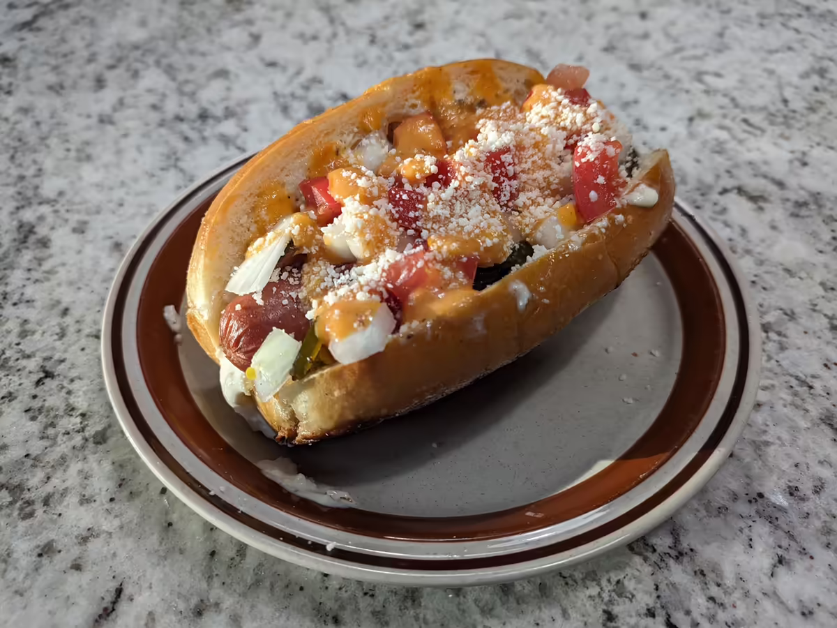 sonoran hot dog all loaded up